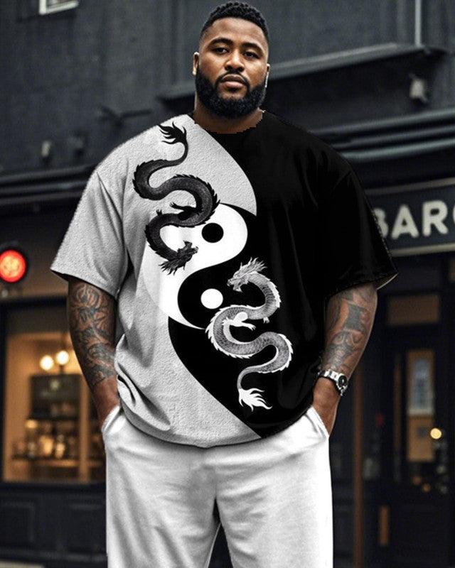 Tai Chi Color Combination Large Size Short-sleeved T-shirt Set