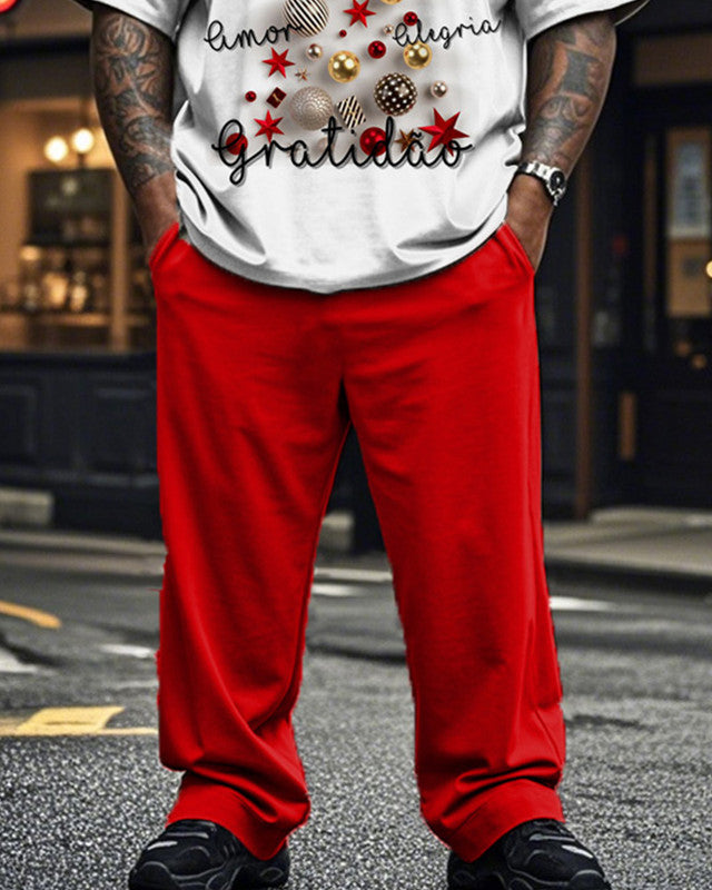 Christmas Tree Print Short-sleeved Top and Trousers Plus Size Suit