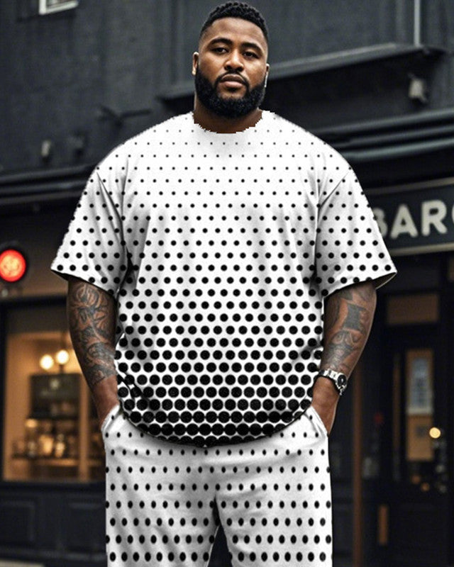 Polka Dot Personality Plus Size Short Sleeve T-shirt Set