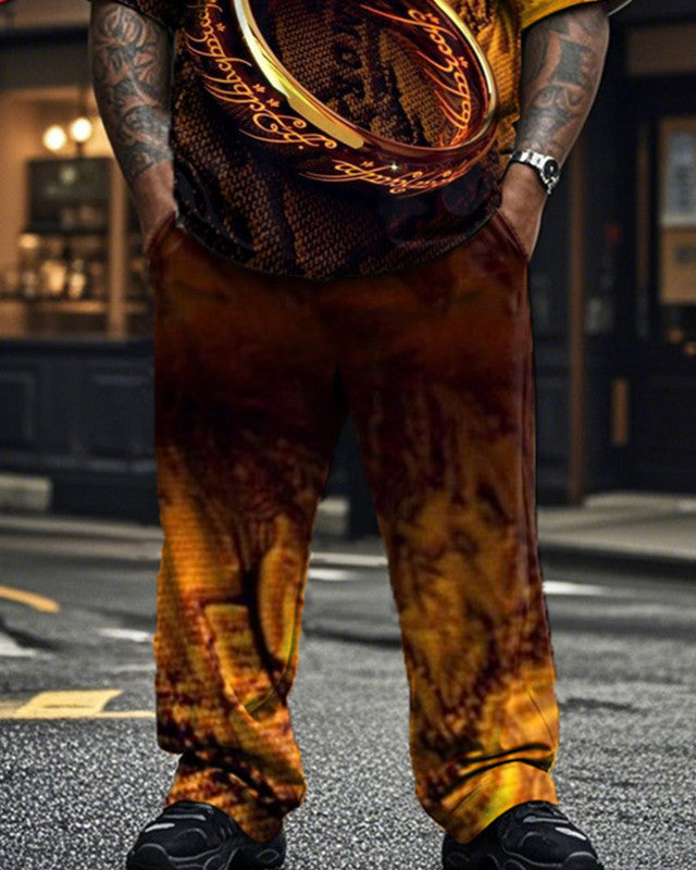 Lord of The Rings Men's Large Size Short-sleeved T-shirt and Trousers Suit
