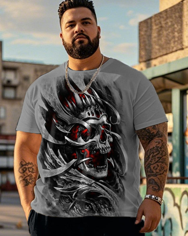 Dark Print Large Size Short-Sleeved T-Shirt And Trousers Men's Two-Piece Set