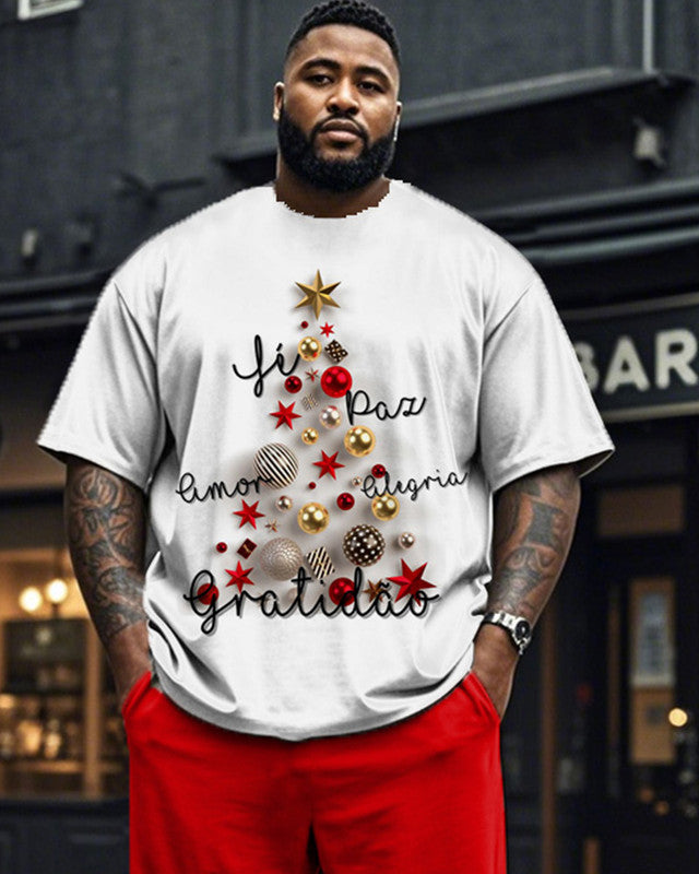 Christmas Tree Print Short-sleeved Top and Trousers Plus Size Suit
