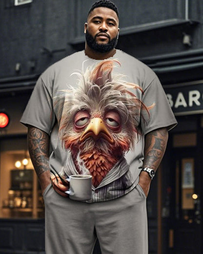 Rooster Short Sleeves and Pants Plus Size Men's Suit