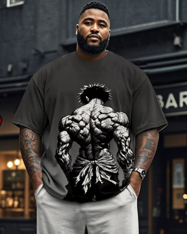 Cartoon Plus Size Men's Short Sleeve Trousers Suit