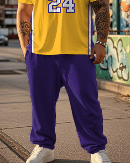 NO24 Printed Large Size Short Sleeve Men's Suit