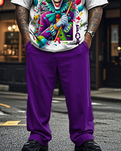 Joker Personalized Print Short Sleeve T-shirt Long Pants Large Size Men's Suit