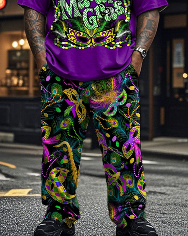 Carnival Personality Short-sleeved T-shirt Trousers Large Size Men's Suit