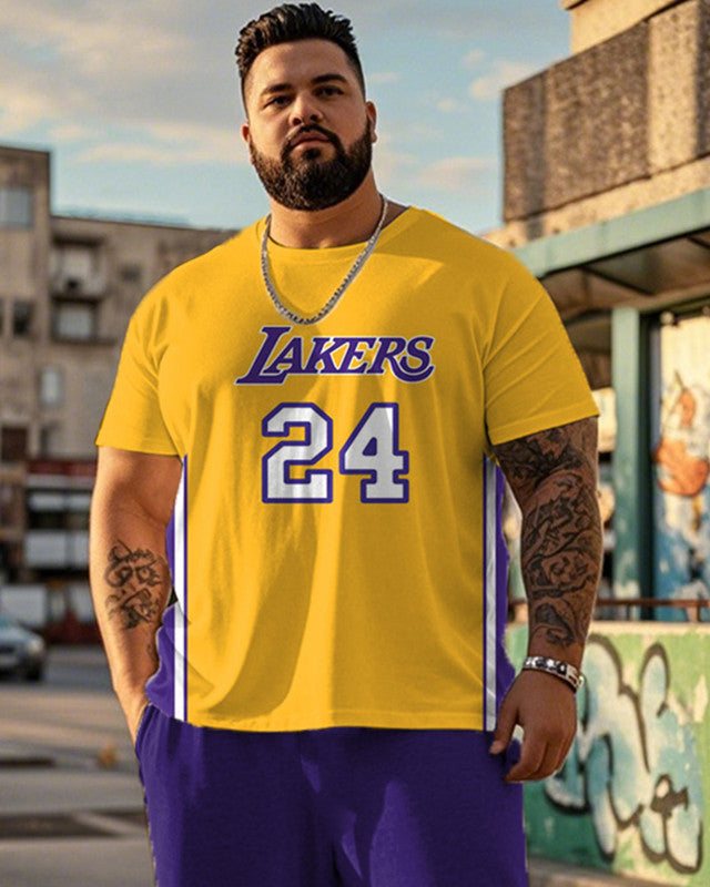NO24 Printed Large Size Short Sleeve Men's Suit