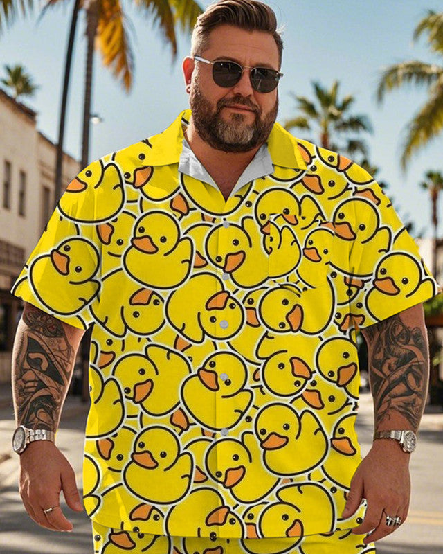 Duck Short-sleeved Shirt Shorts Large Size Men's Suit