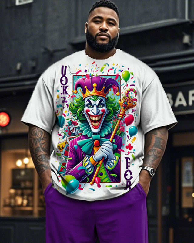 Joker Personalized Print Short Sleeve T-shirt Long Pants Large Size Men's Suit