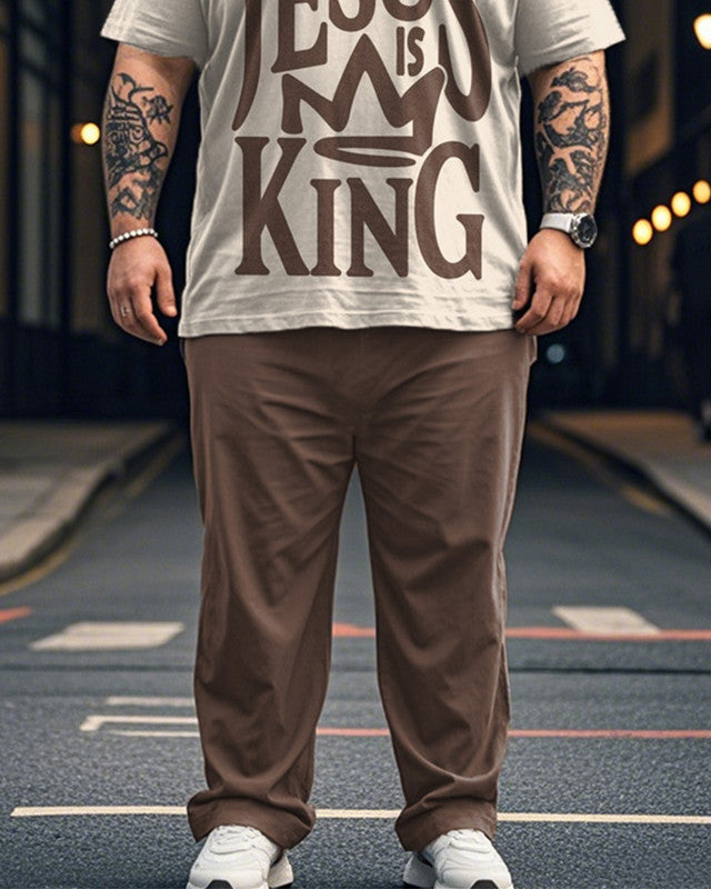 Jesus King Printed Large Size Short Sleeve Men's Suit