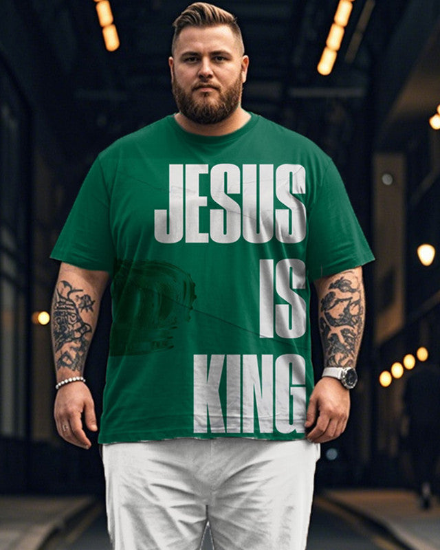 Jesus Is King Printed Large Size Short-sleeved Men's Suit