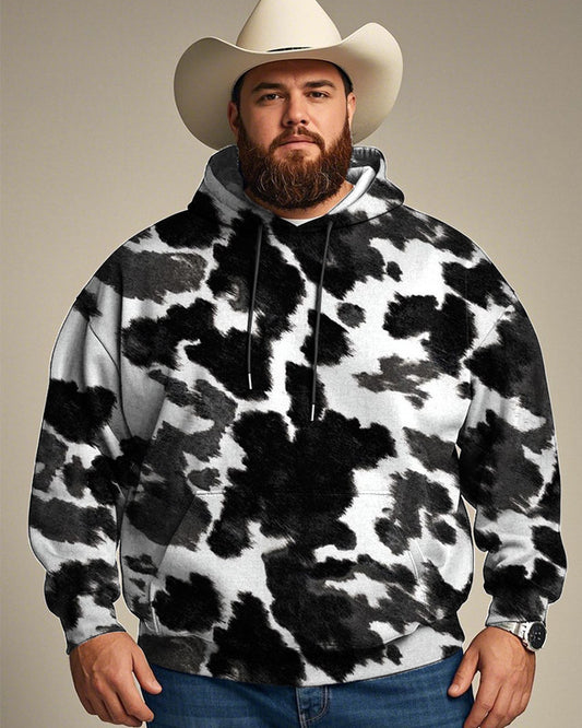 Western Zebra Print Large Size Men's Hooded Sweatshirt