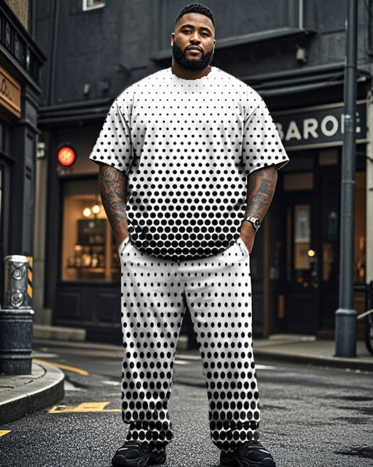 Polka Dot Personality Plus Size Short Sleeve T-shirt Set