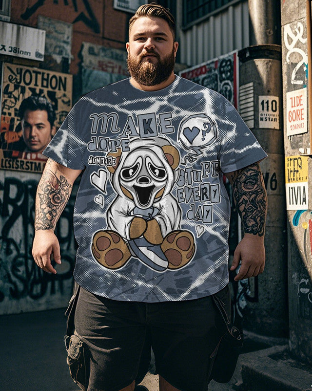Cute Hip-hop Bear Large Size Men's Short-sleeved T-shirt