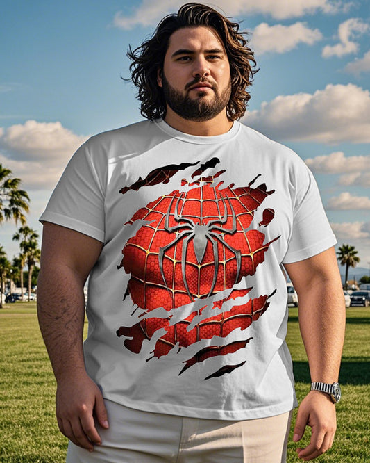 Men's Casual Personality Spider Print Large Size Short Sleeve T-shirt