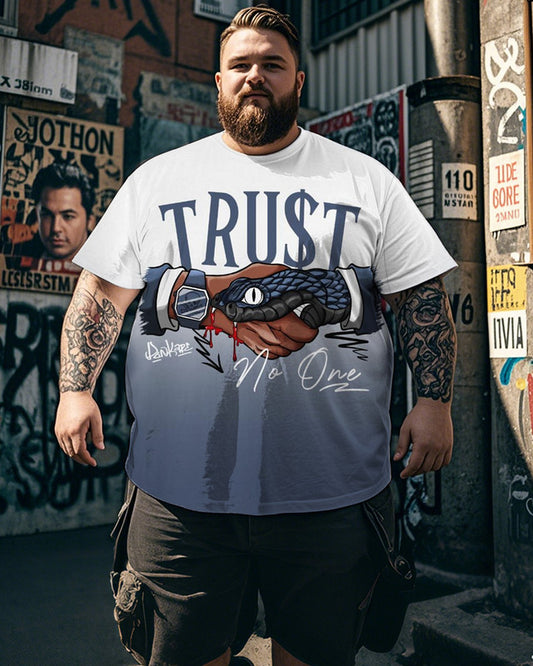 Gradient Color Handshake Large Size Men's Short-sleeved T-shirt