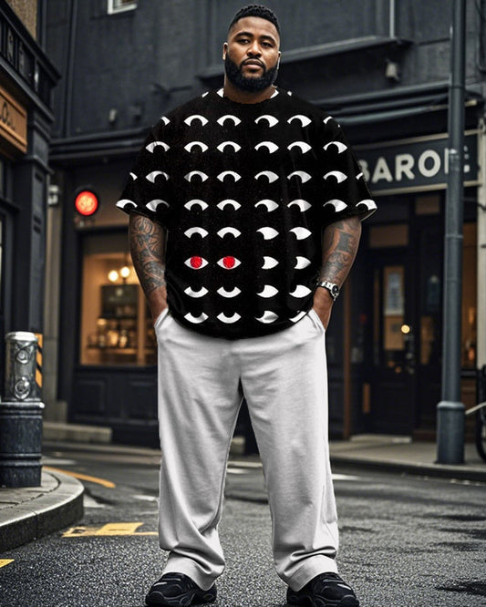 Personalized Eyes Large Size Men's Short Sleeve T-Shirt and Trousers Set