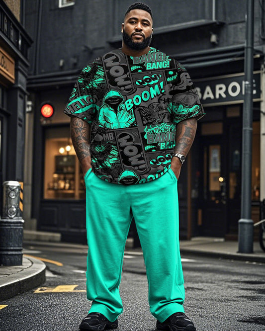 Graffiti Color Combination Plus Size Short-sleeved T-shirt Set