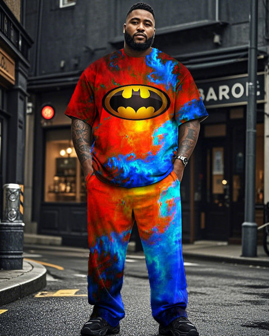 Gradient Print Plus Size Short-sleeved T-shirt Set