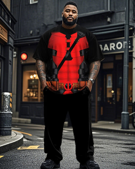 Cos Print Round Neck T-shirt Trousers Large Size Men's Suit