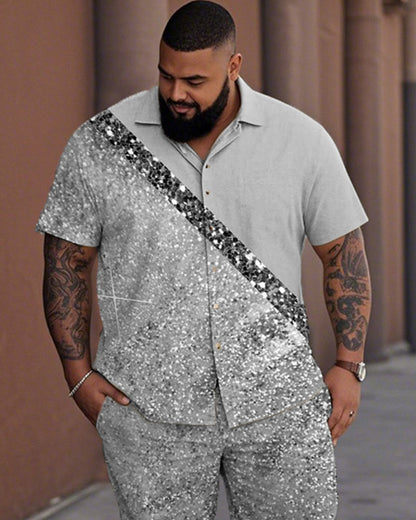 Gradient Personality Large Size Short-sleeved Shirt and Trousers Men's Suit