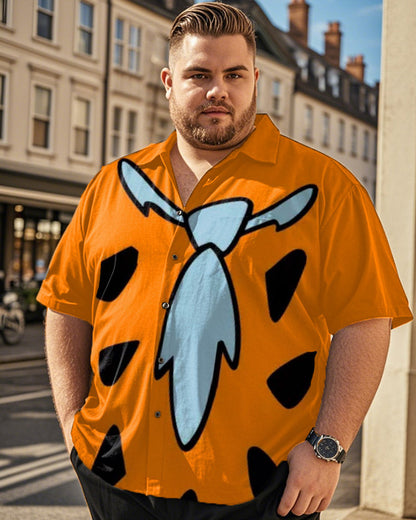 Men's Casual Cartoon Color Combination Printed Large Size Short-sleeved Shirt