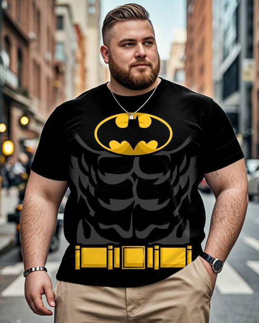 Bat Color Personality Print Large Size Men's Short-sleeved Round Neck T-shirt
