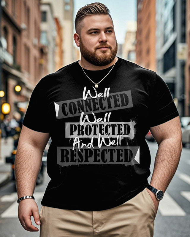 Colorblock Personalized Letter Large Size Men's Short-sleeved T-shirt