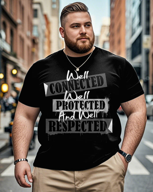 Colorblock Personalized Letter Large Size Men's Short-sleeved T-shirt