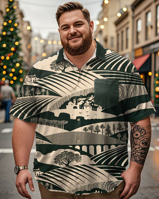 Vintage Wave Casual Plus-size Short-sleeved Shirt