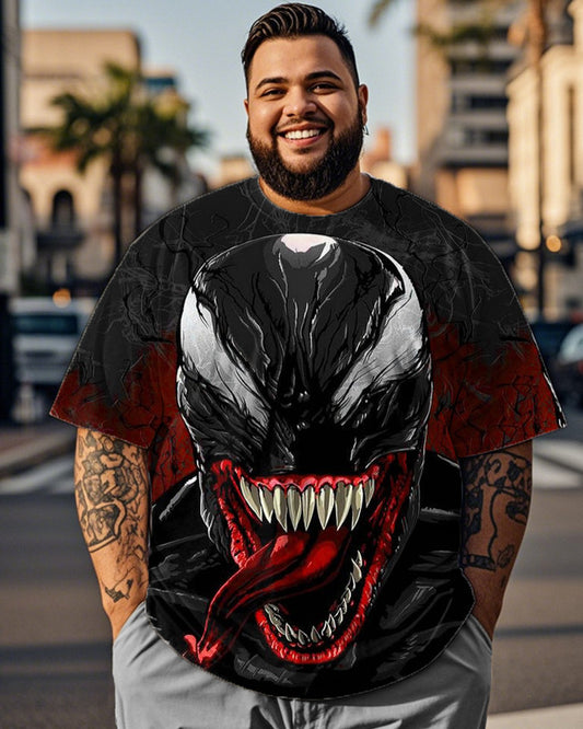 Venom Print Plus Size Men's Short-Sleeved T-Shirt