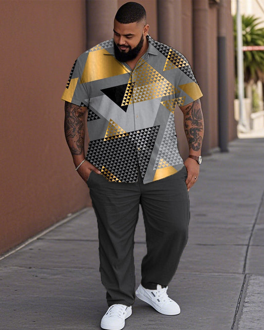 Triangle Large Lapel Shirt and Pants Suit