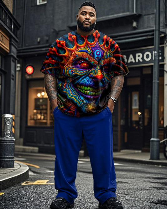 Joker Print Short Sleeve T-Shirt Trousers Large Size Men's Suit