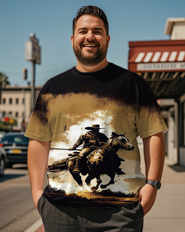 Yellowstone Western Print Large Size Short Sleeve T-Shirt