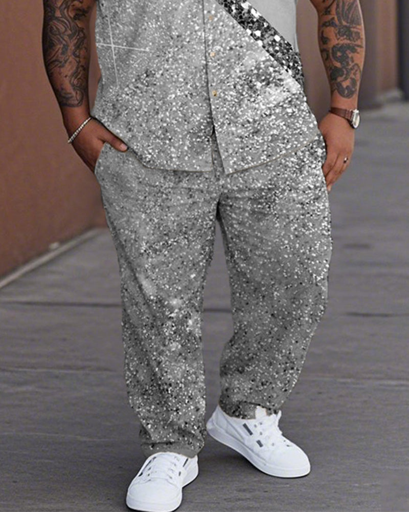 Gradient Personality Large Size Short-sleeved Shirt and Trousers Men's Suit