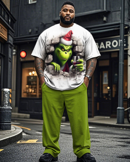 Christmas Monster Personality Crew-neck Short-sleeved T-shirt and Pants Plus Size Suit