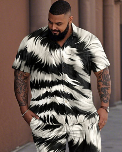Zebra Print Shirt and Pants Suit with Large Lapels