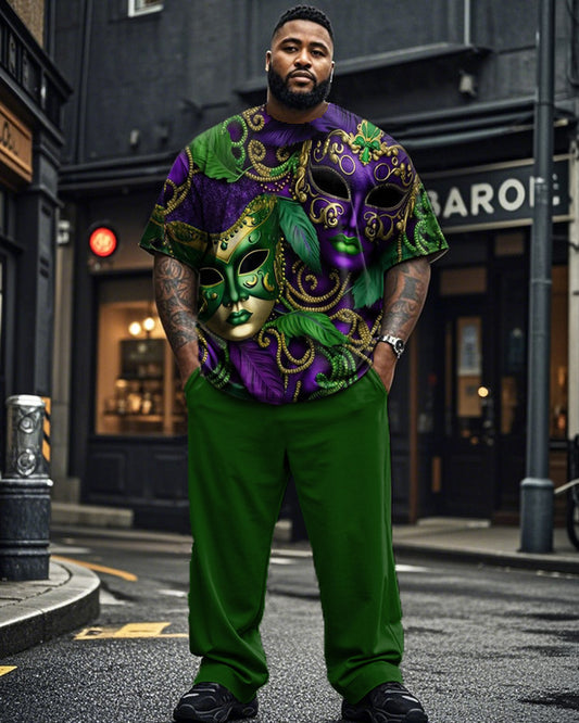Carnival Short-sleeved T-shirt and Trousers Plus Size Men's Suit