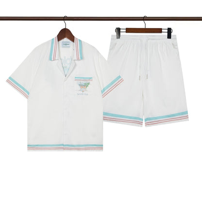 Tennis Club Summer Short Sleeve Shirt Shorts Set