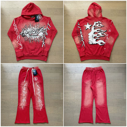 Vintage Casual Hoodie Pants Set