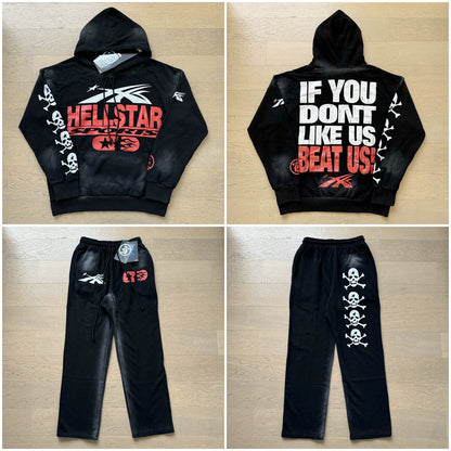 Vintage Casual Hoodie Pants Set