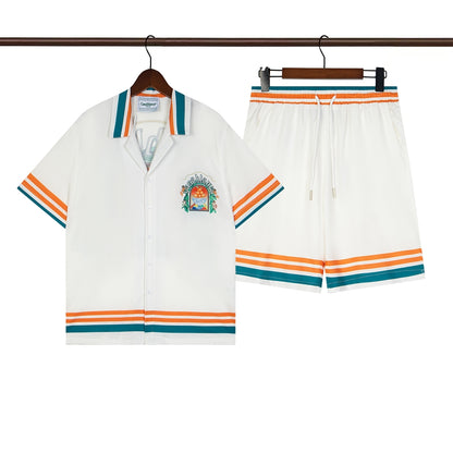 Tennis Club Summer Short Sleeve Shirt Shorts Set