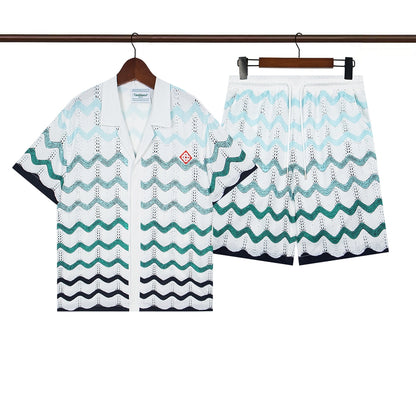 Tennis Club Summer Short Sleeve Shirt Shorts Set