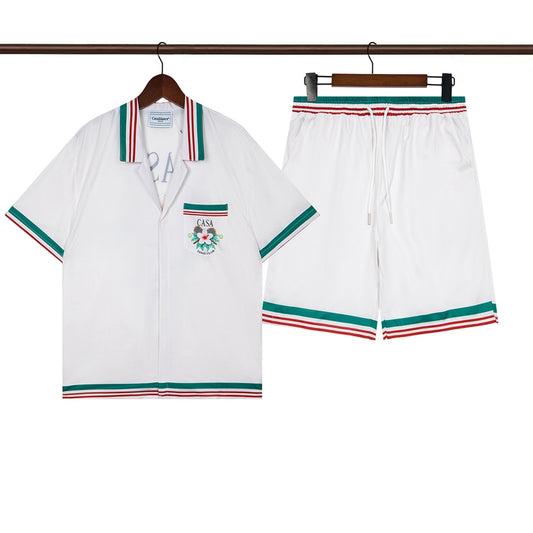Tennis Club Summer Short Sleeve Shirt Shorts Set
