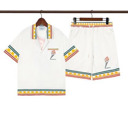 Tennis Club Summer Short Sleeve Shirt Shorts Set