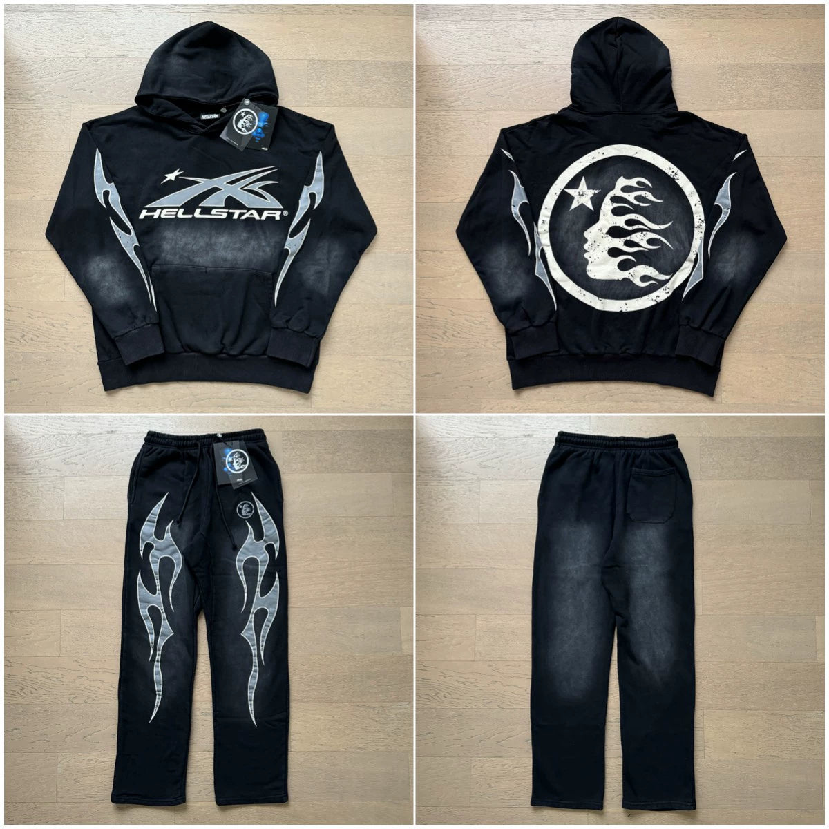 Vintage Casual Hoodie Pants Set