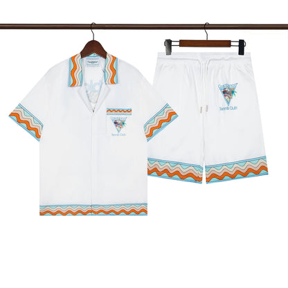 Tennis Club Summer Short Sleeve Shirt Shorts Set