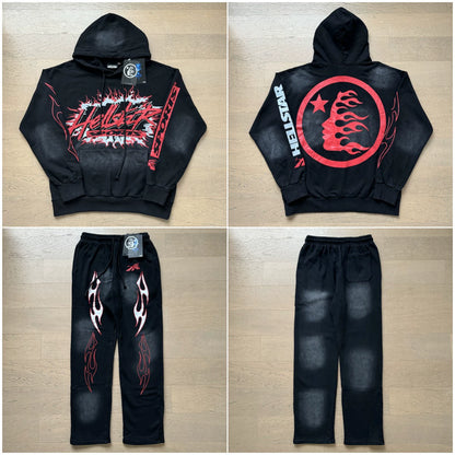 Vintage Casual Hoodie Pants Set