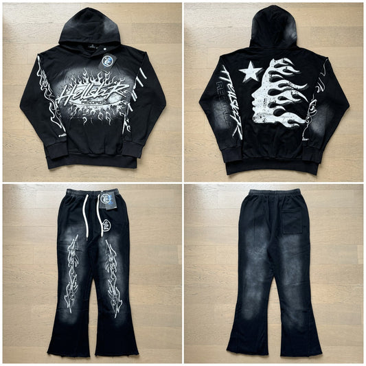 Vintage Casual Hoodie Pants Set